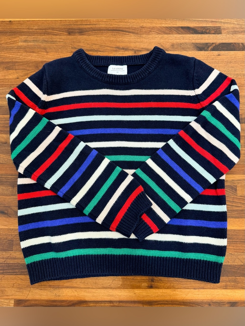 La Ligne Marini Sweater in Navy Rainbow - Size 8